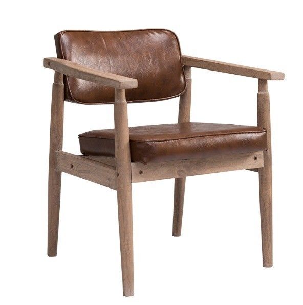 European Modern Dining Furniture Solid Wood PU Leather Chairs in Natural Wood Color for Sample Dining Room