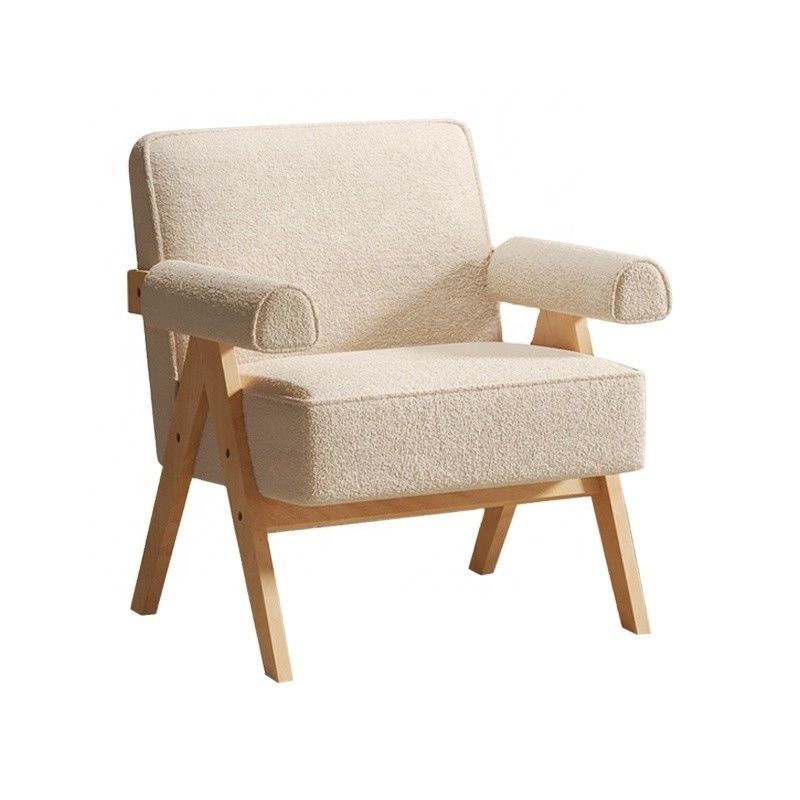 Contemporary Living Room Furniture Modern Solid Wood Frame Fabric Leather Optional Single Wooden Sofa Chair W70*D70*H80CM