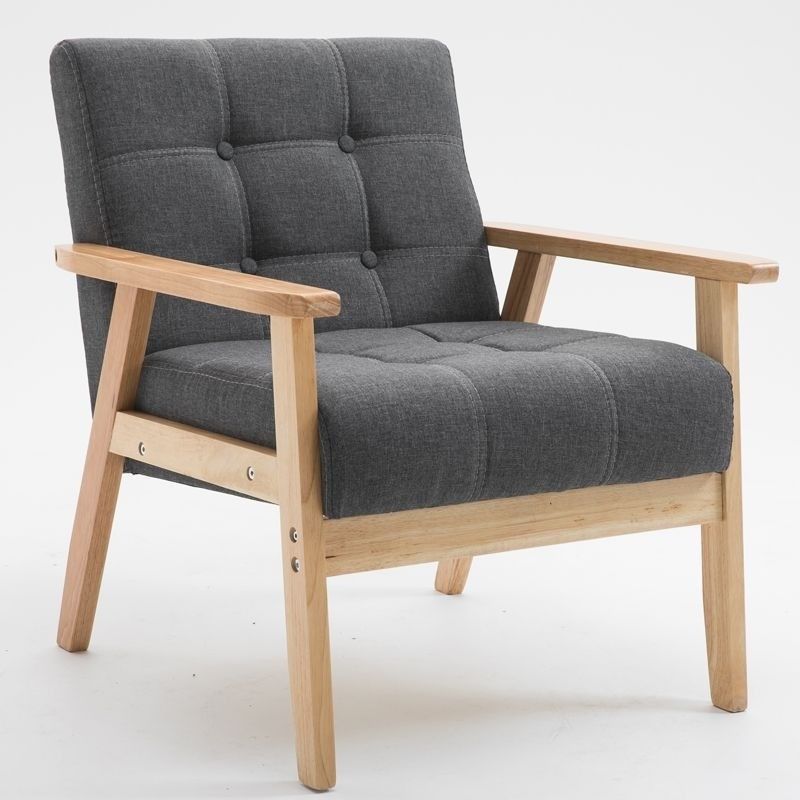 Soft Seat Chair For Apartment Living Room and Hotel Solid Wood Fabric Wooden Sofa Chair with Modern Design