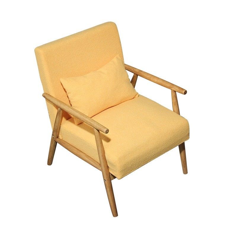 Home Furniture W66*D77*H87CM Solid Wood Fabric Wooden Sofa Chair Modern Design Soft Seat Chair for Living Room and Hotel