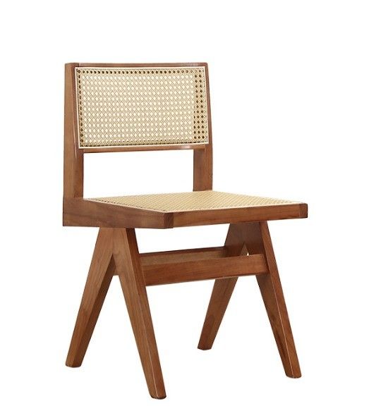 Rubber Wood Soft Seat Modern Design Wooden Rattan Dining Room Chair for Living Room and Hotel