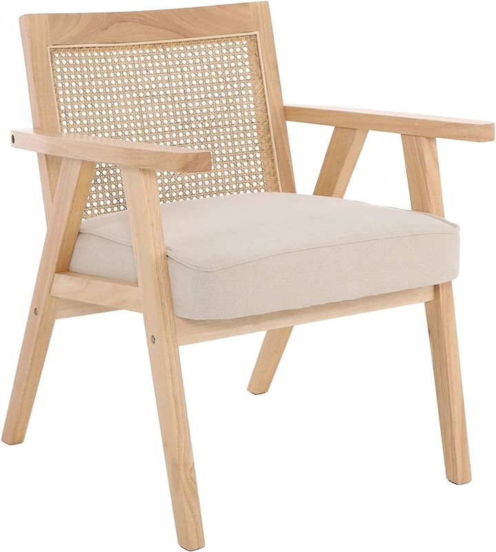 Wooden Chairs for Living Room and Hotel Modern Design Soft Seat Solid Wood Rattan Dining Room Chair
