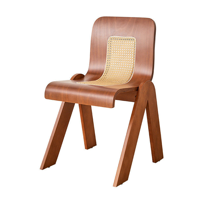 Hotel Restaurant Nordic Wooden Dining Chair with Nitrolacquer Finish and Rubber Wood Frame