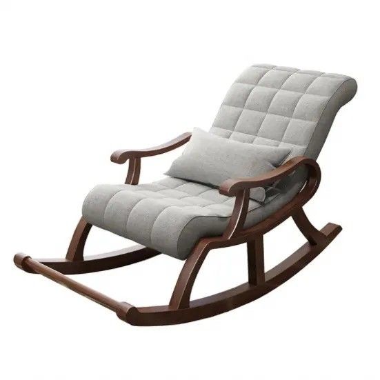 Comfortable Wood Furniture Lazy Recliner Lounge Chair for Relaxing and Balancing in Leisure Chair Style Living Room