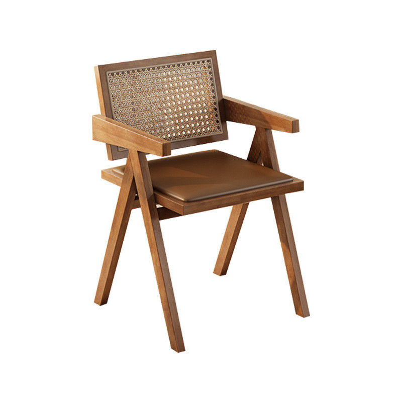 Nordic Style NO Folded Dining Chair with Solid Wood Frame and Upholstered Rattan Sea
