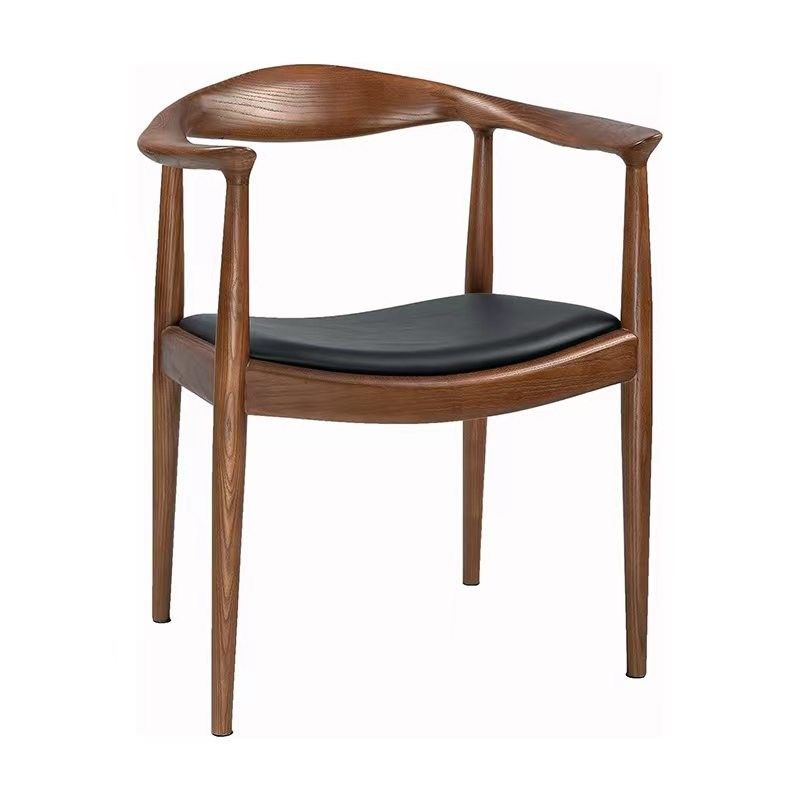 Nitrolacquer Finish Nordic Solid Wood Armrest Cushion Chair for Dining Hotel Home Presidential Chair Restaurant Cafe Store