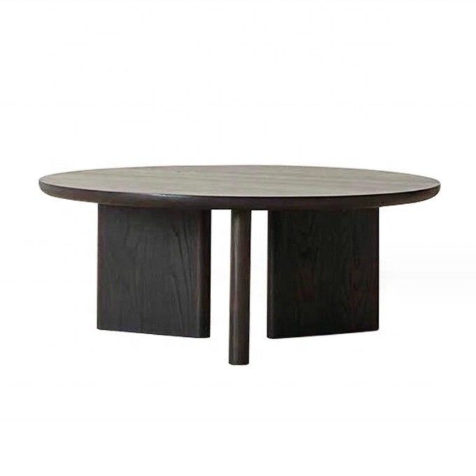 Home Furniture Modern Triangle Base Coffee Table in Walnut Color Wood Frame for Dining Room Furniture