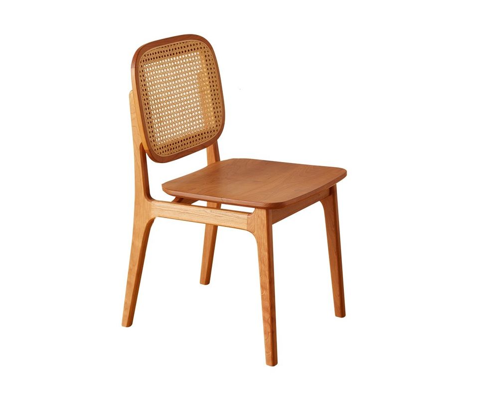Home Furniture Modern Woven Natural Rattan Solid Wood Dining Chair for Hotel and Restaurant