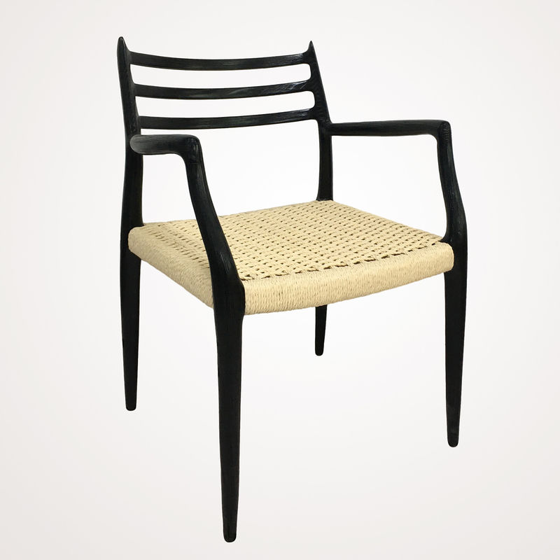 Designer Living Room Furniture Dining Chair Modern Cherry Wood Woven Paper Cord Solid Wood Chair