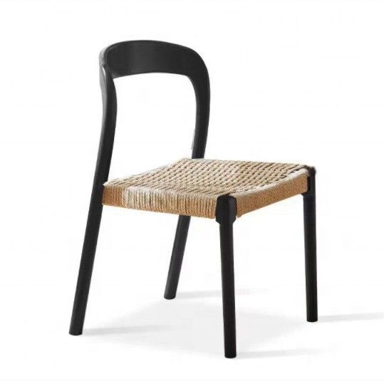 Office Chair with Traditional Style Dining Chair Featuring Rope Woven Seat and Solid Wood