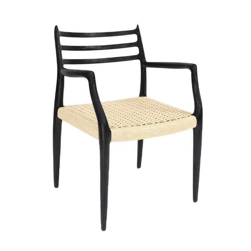 Solid Wood Dining Chair Furniture W64*D50.5*H77CM Hand Woven Outdoor Rope Paper Cord Chair within Mail Packing Y