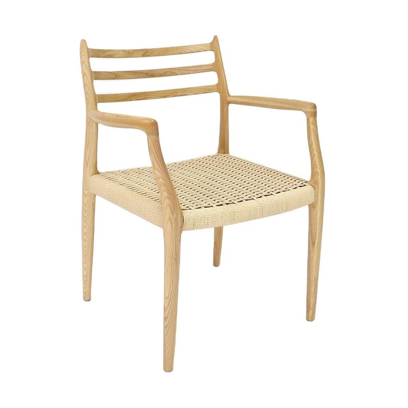 Office Building Furniture Hand-woven Cord Solid Wood Dining Chair with Nitrolacquer Finish in Nordic Style