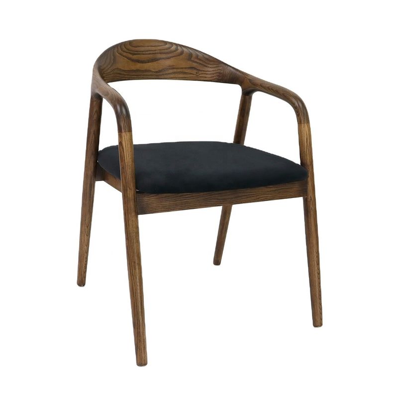 Simple Wooden Armchair Fabric Lounge Restaurant Nordic Wooden Dining Coffee Tea Leisure Chairs Solid Wood Dining Chair OEM/ODM