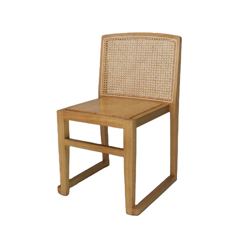 Stackable Wicker Chair with Rattan Back and Solid Wood Seat for Wedding Outdoor Cafe Dining Room Furniture