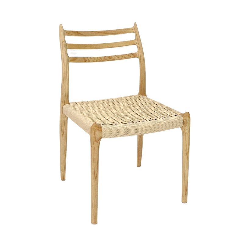 Hand-woven Cord Dining Chair for Restaurant Solid Wood and Ash/Rubber Wood Construction