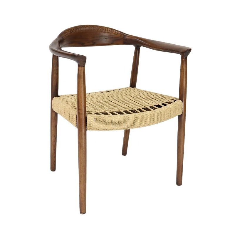 Custom Kennedy Armrest Chair Modern Nordic Style Solid Wood President Dining Chair for Restaurant and Cafe