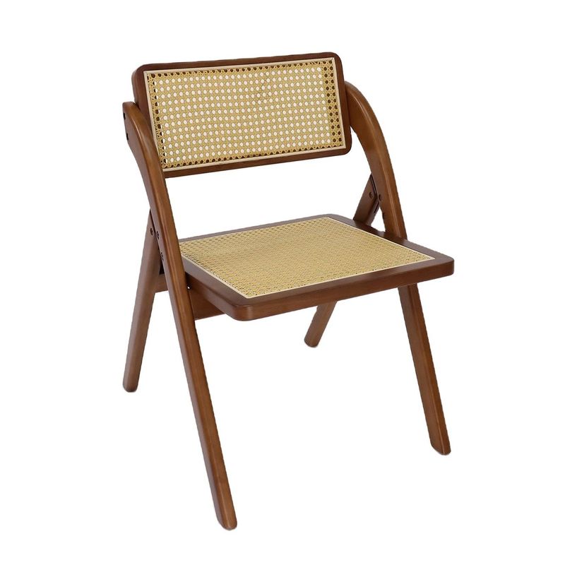 Vintage Foldable Rattan Wooden Dining Chair for Restaurant in Classic Style