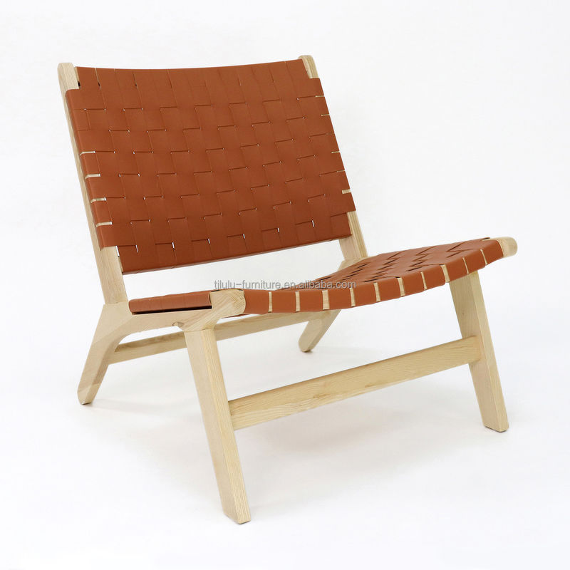 Modern Design Solid Wood Leisure Sofa Chair Set for Living Room PU Leather Lounge Chair in Walnut Finish