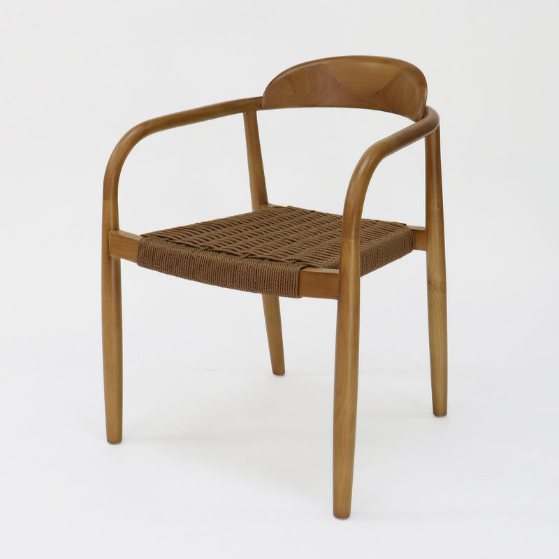 Specific Dining Chair Modern Natural Woven Cord Solid Wood for Restaurant